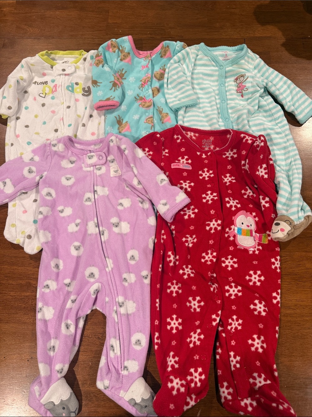 Mixed Colors Baby Fleece One-Piece Sleepers - Pack